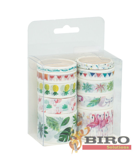 Set bandă adezivă decorativă "Flamingo", 10 rolls x 2 m